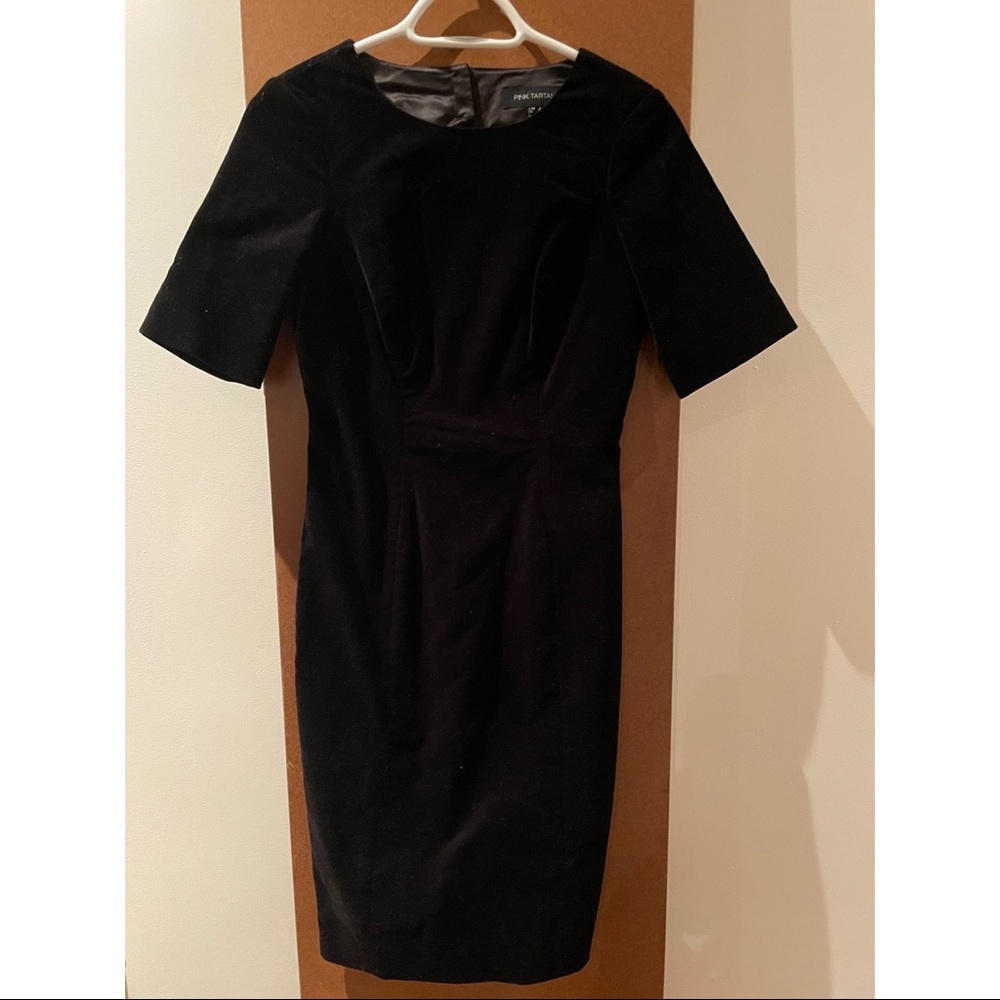 PINK TARTAN black velvet party dress